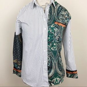 Zara paisley stripped collared button down